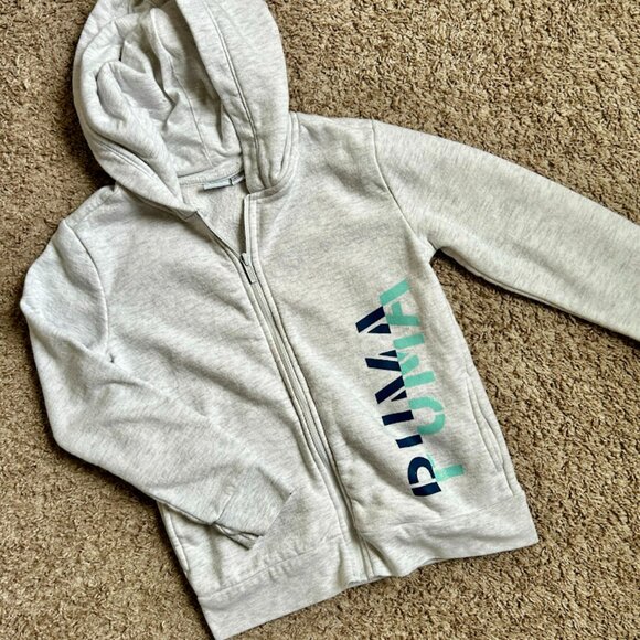 PUMA Girls' Gray Zip Up Hoodie I Size M - Picture 2 of 5